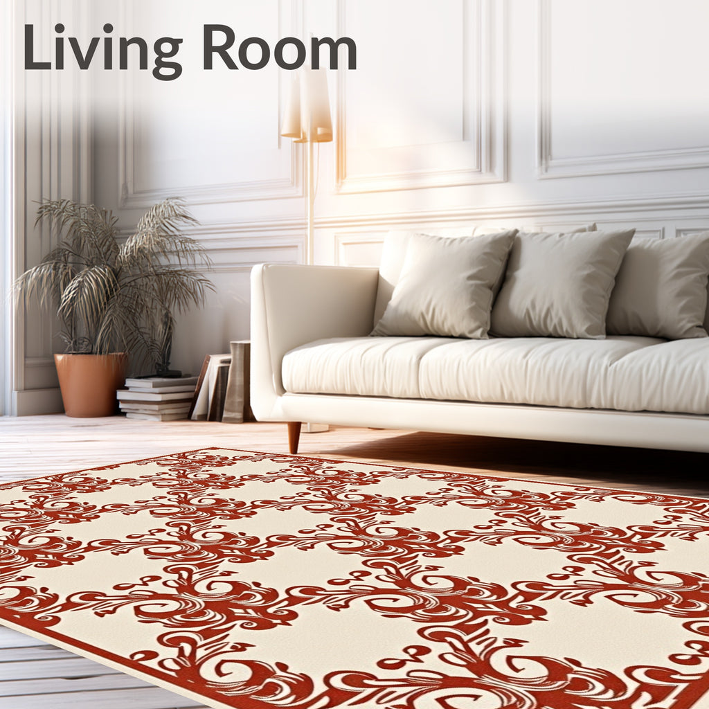 Classic Red Swirls Pattern Rug