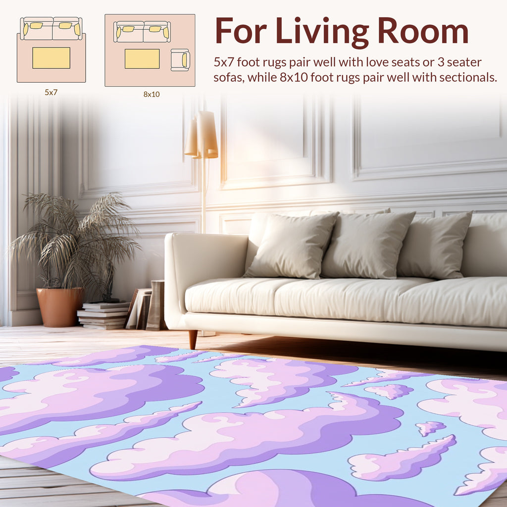 Lavender Sky Clouds Pattern Rug