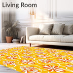 Bold Floral Motif Yellow Orange Rug