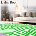 Bold Green Abstract Stripe Design Rug