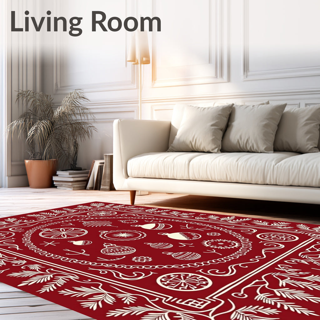 Festive Ornament Branch Pattern Rug