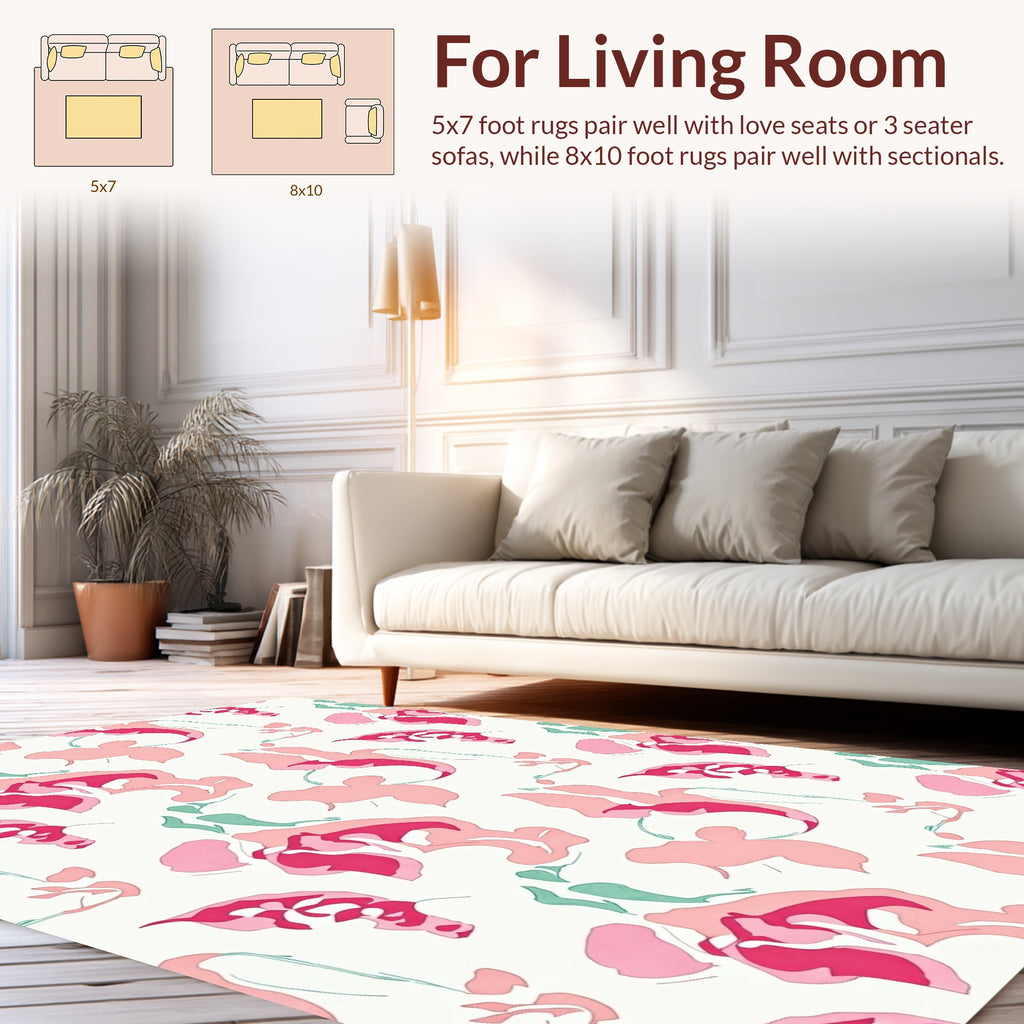 Abstract Pink Floral Shape Pattern Rug
