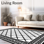 Classic Black White Lattice Pattern Rug
