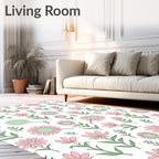 Pink Daisy Floral Pattern Rug