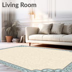 Classic Light Blue Swirl Pattern Frame Rug