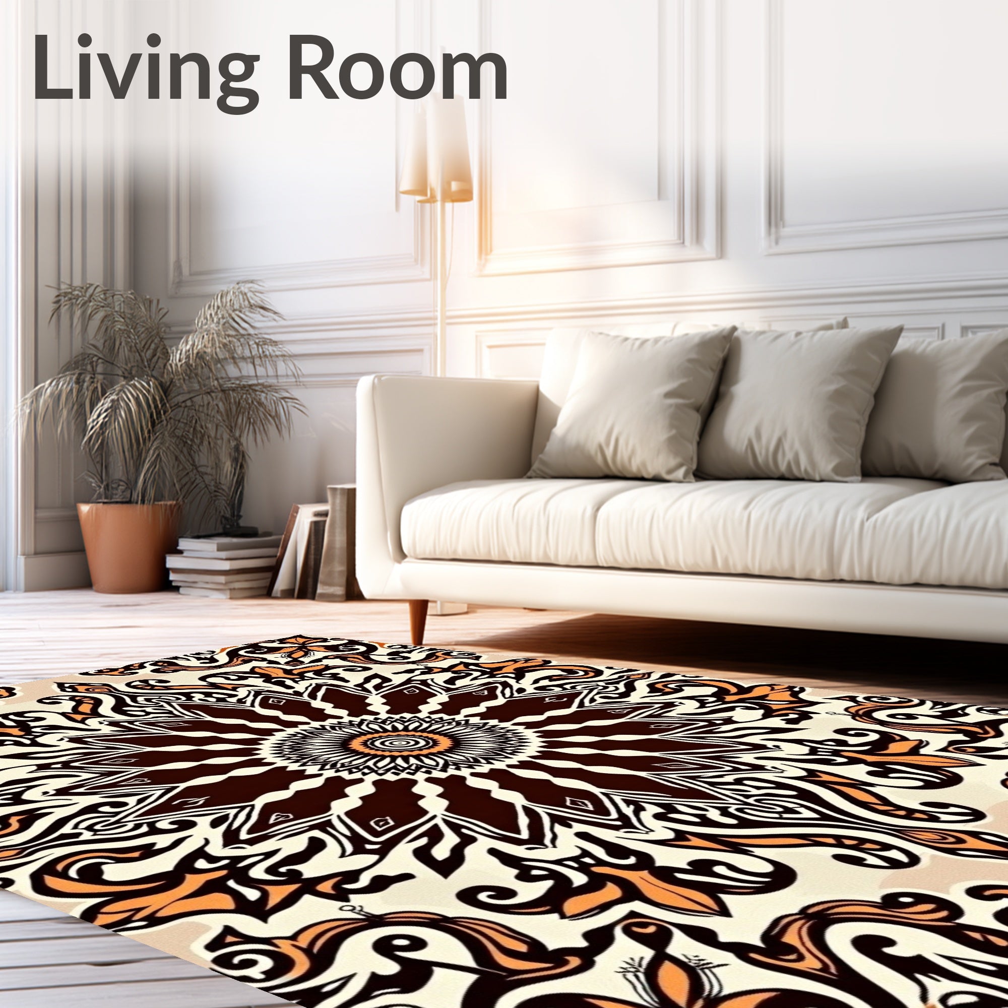 Intricate Floral Mandala Pattern Rug