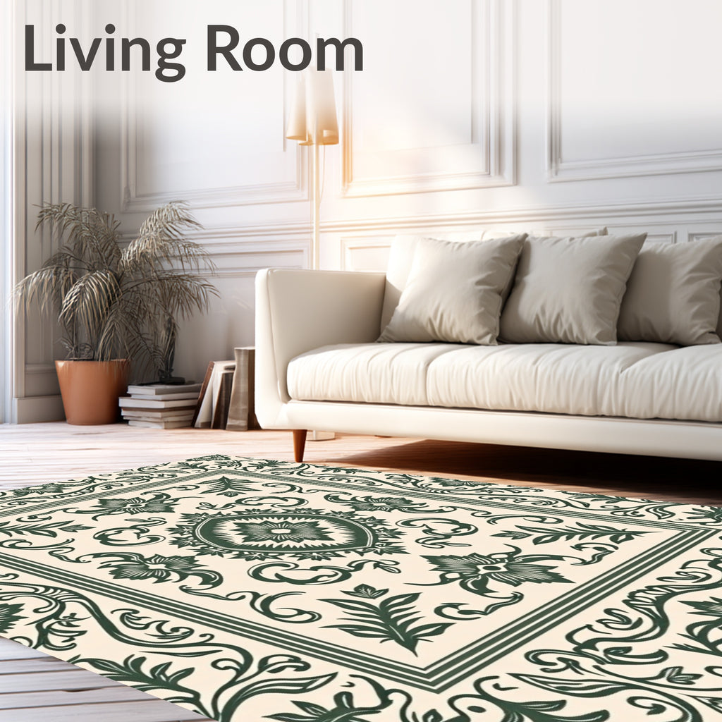 Ornate Floral Scrollwork Pattern Rug