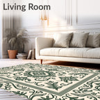 Ornate Floral Scrollwork Pattern Rug