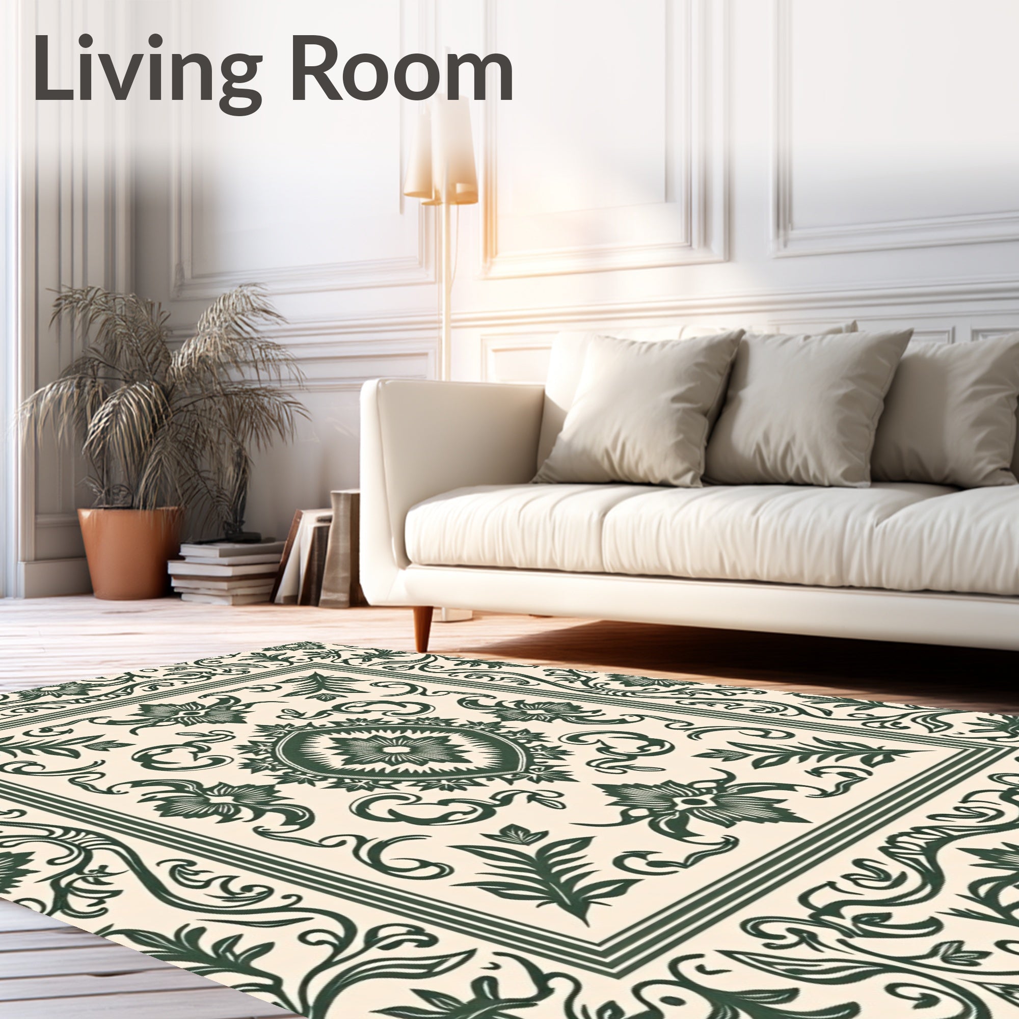 Ornate Floral Scrollwork Pattern Rug