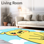 Cute Yellow Dog Clouds Design Rug