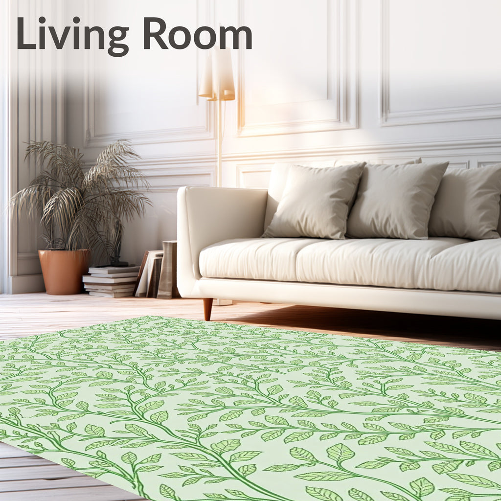 Green Vine Foliage Pattern Rug