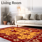 Whimsical Snowman Pattern Orange Rug