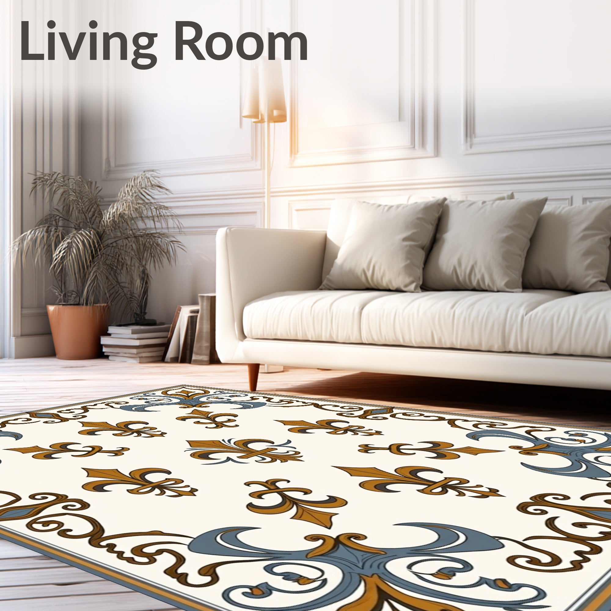 Regal Fleur De Lis Patterned Rug