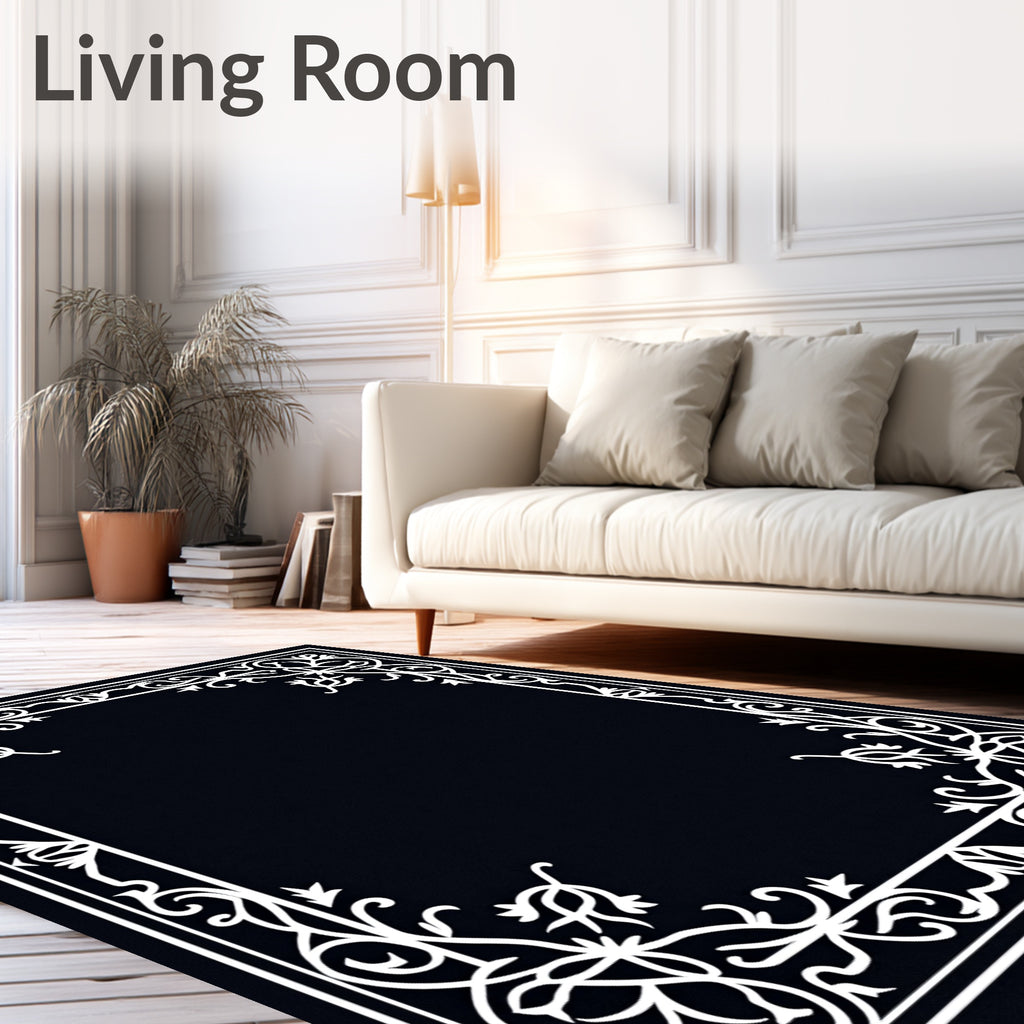 Elegant Floral Vine Border Design Rug