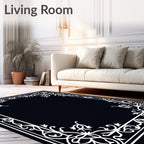 Elegant Floral Vine Border Design Rug