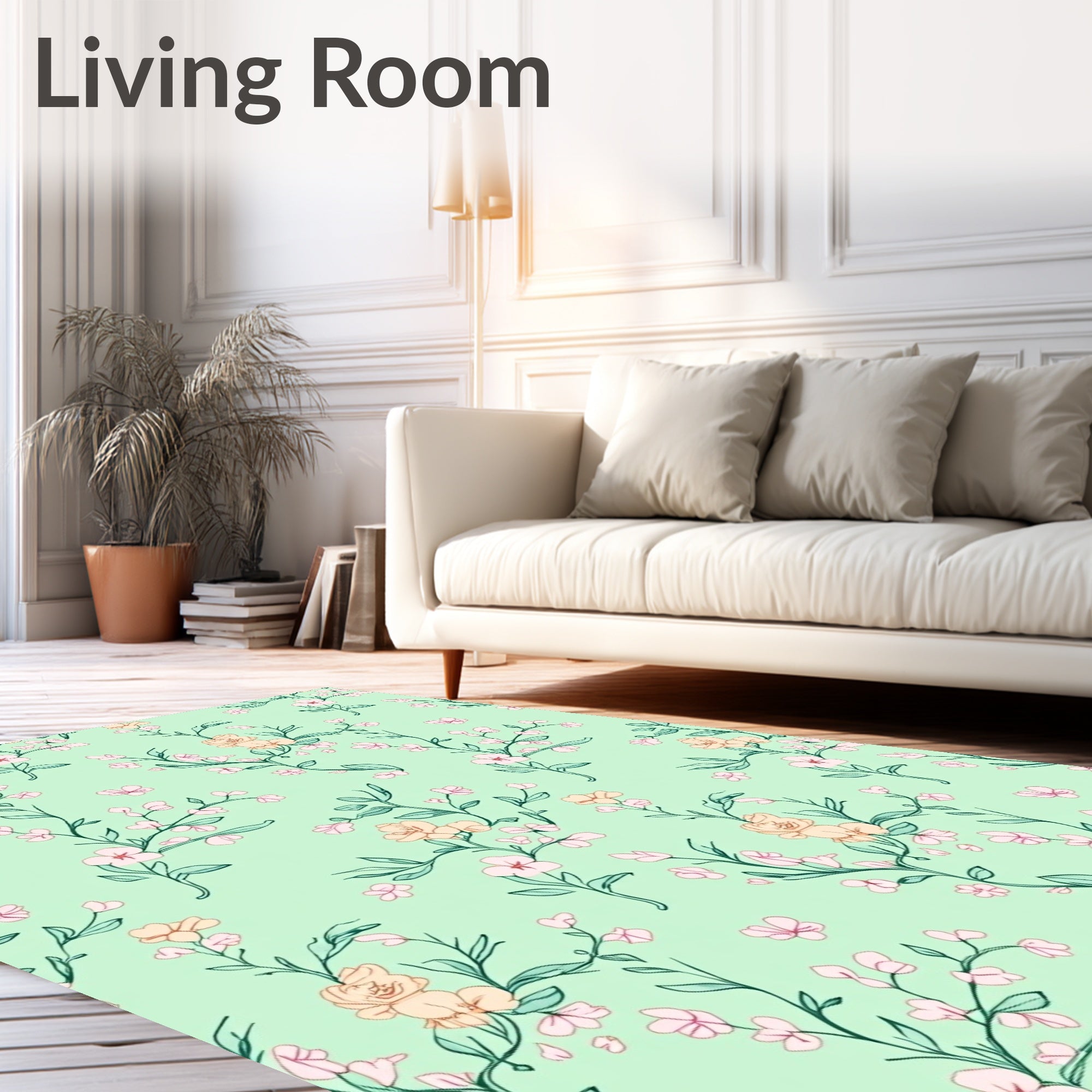 Delicate Floral Vine Pattern Rug