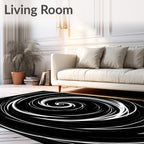 Black White Swirl Abstract Pattern Rug