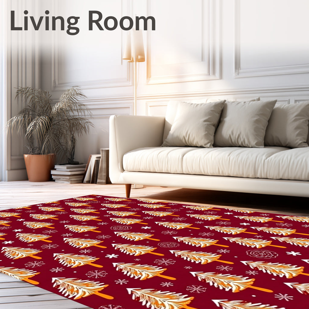 Festive Pinecone Snowflakes Motif Rug