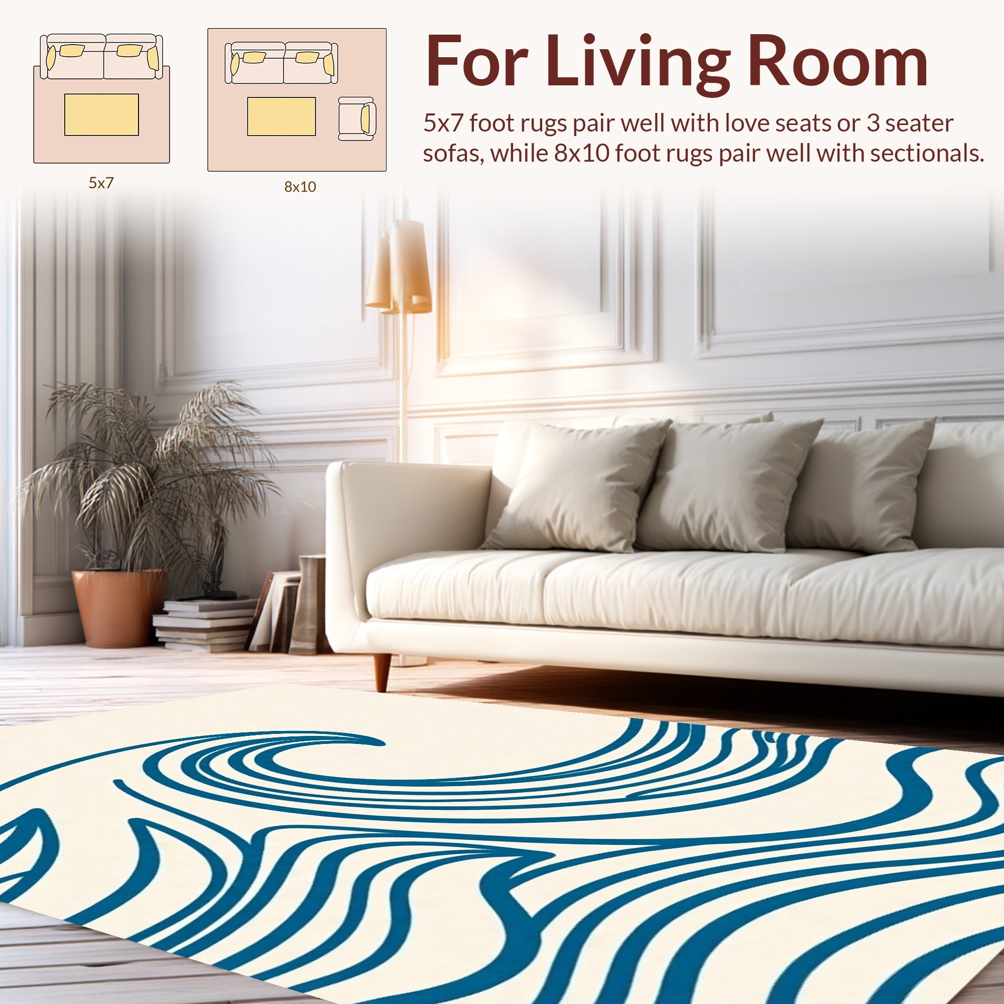 Ocean Wave Outline Print Rug