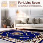 Royal Blue Gold Ornamental Medallion Rug