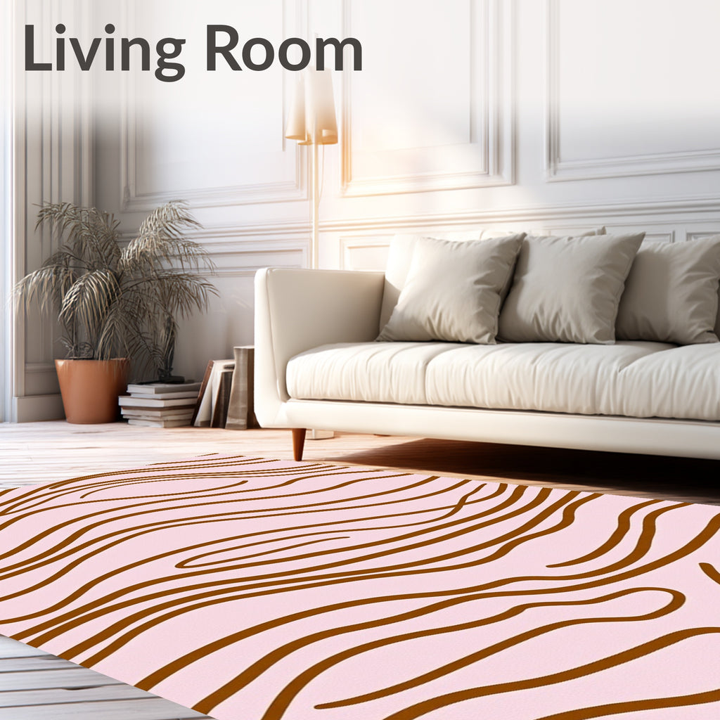 Natural Wavy Wood Grain Pattern Rug