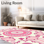Pink Abstract Floral Mandala Geometric Pattern Rug