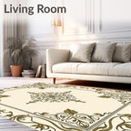 Ornate Floral Scrollwork Emblem Rug