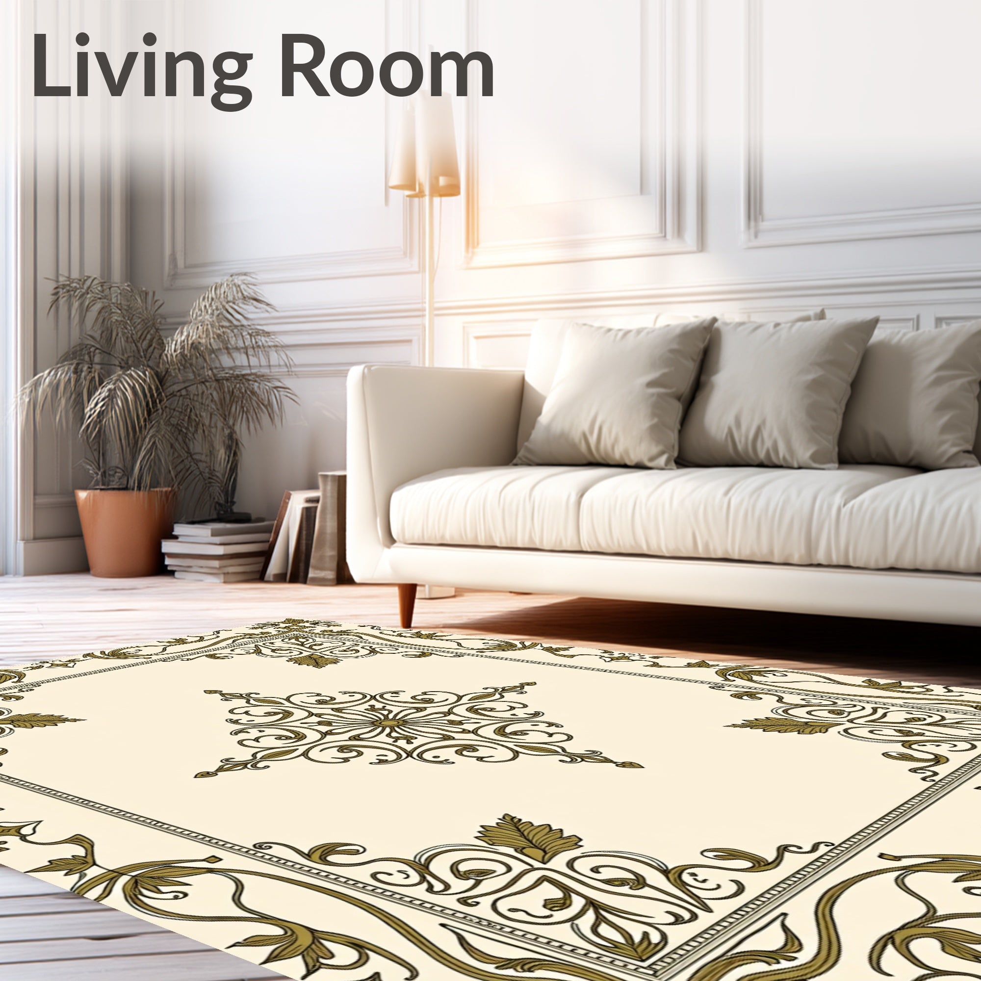 Ornate Floral Scrollwork Emblem Rug