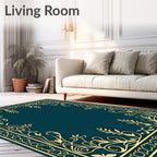 Ornate Floral Border Design Rug
