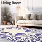 Enchanting Purple Mushroom Butterfly Border Rug