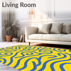 Abstract Blue Swirls Pattern Rug