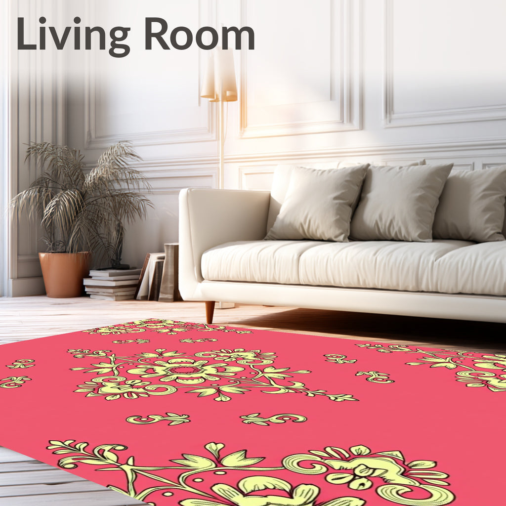 Luxe Floral Scroll Pattern Rug