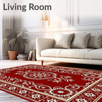 Ornate Floral Border Medallion Design Rug