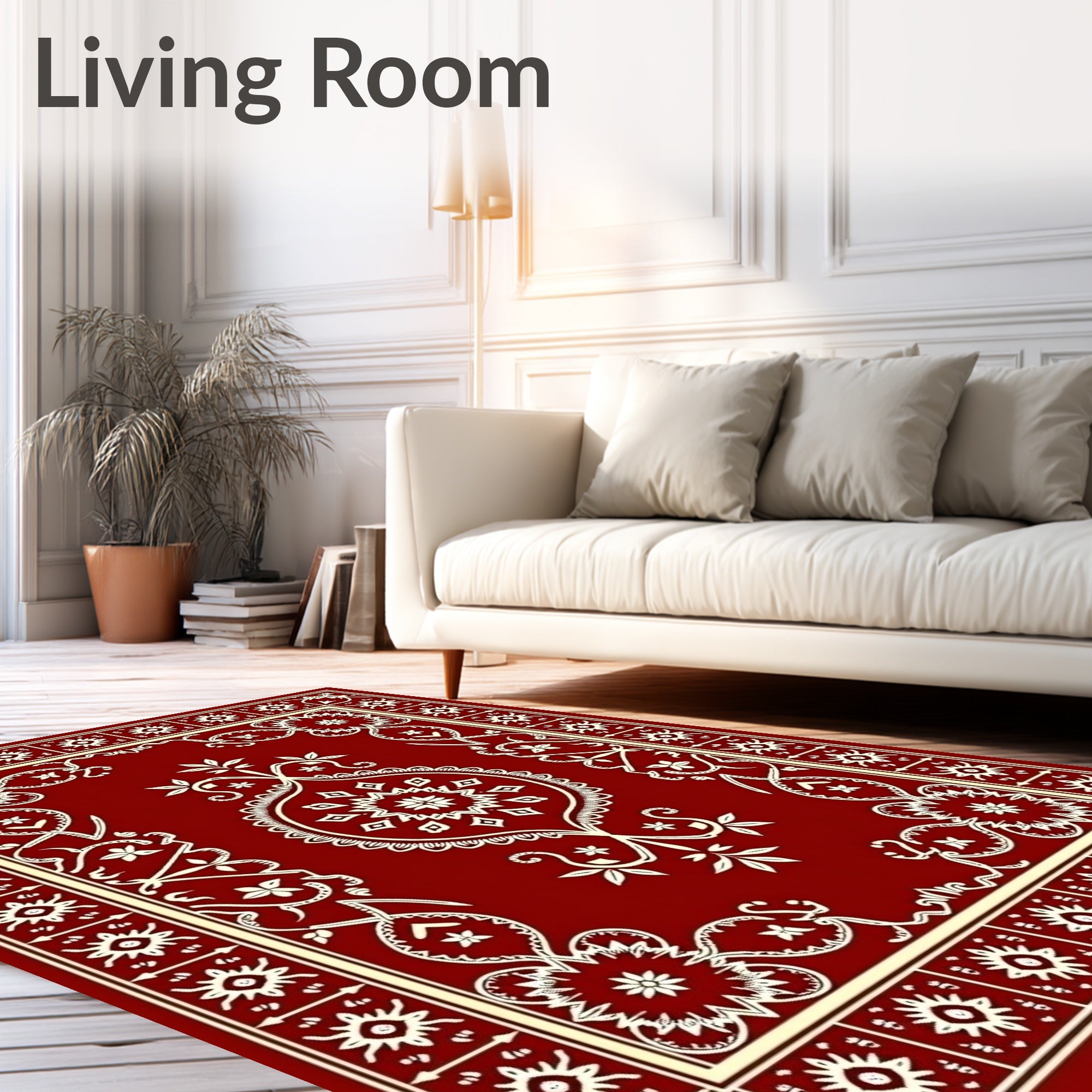 Ornate Floral Border Medallion Design Rug