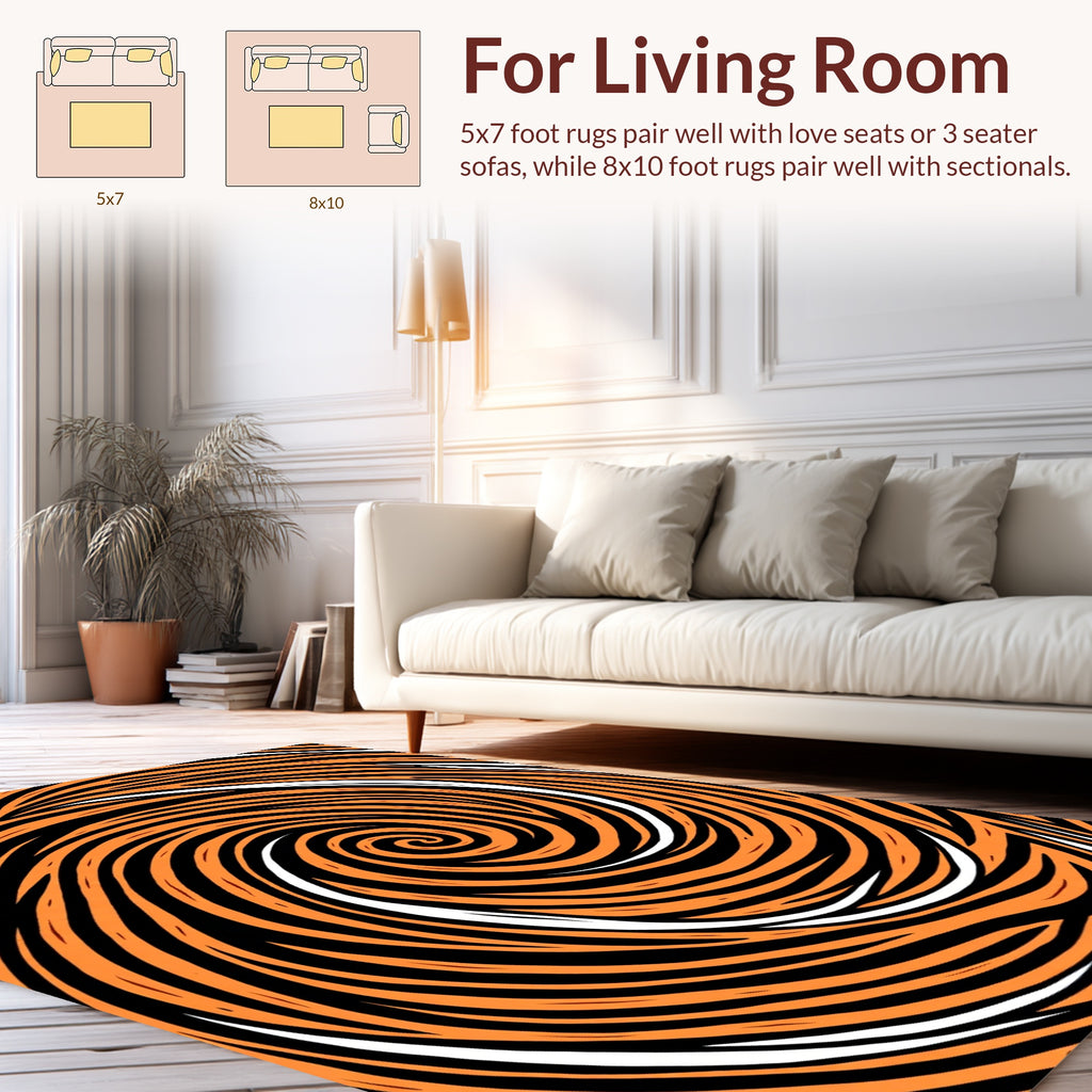 Bold Orange Swirl Abstract Design Rug