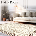 Curving Vine Border With Cream Background Rug