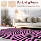Bold Pink and Black Geometric Maze Rug