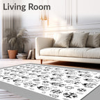Black and White Character Snowflakes Trees Rug