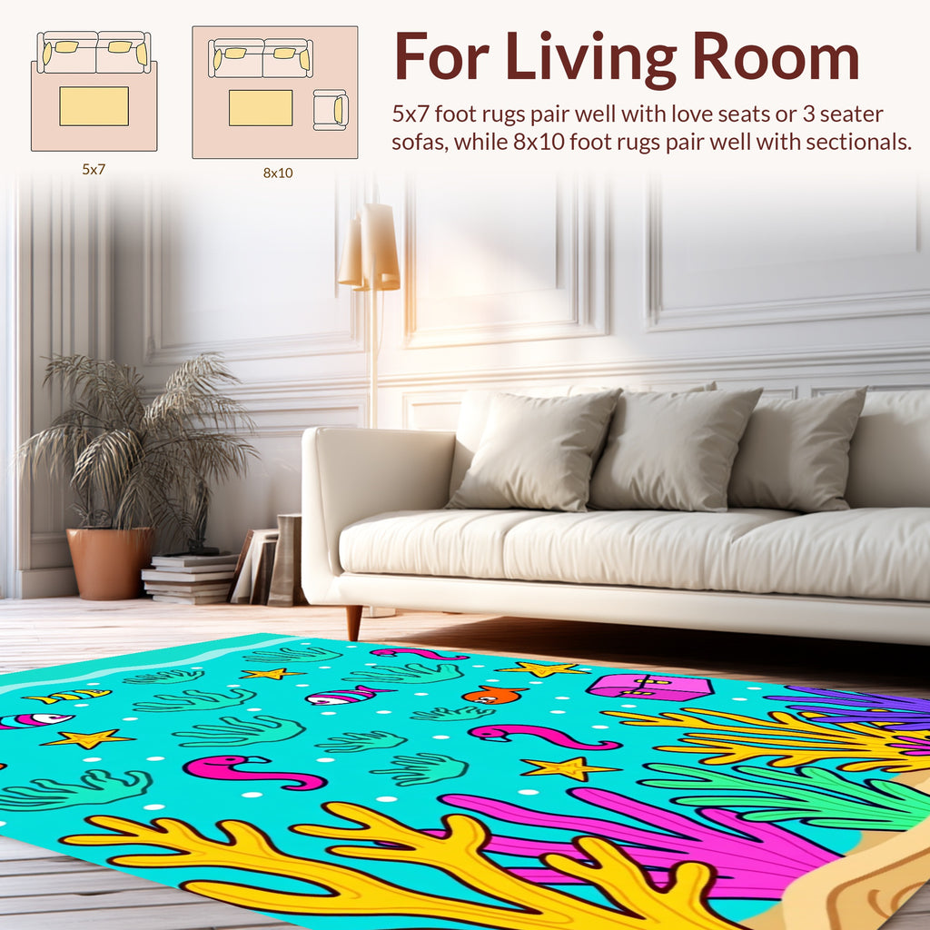 Underwater Friends Coral Pattern Rug
