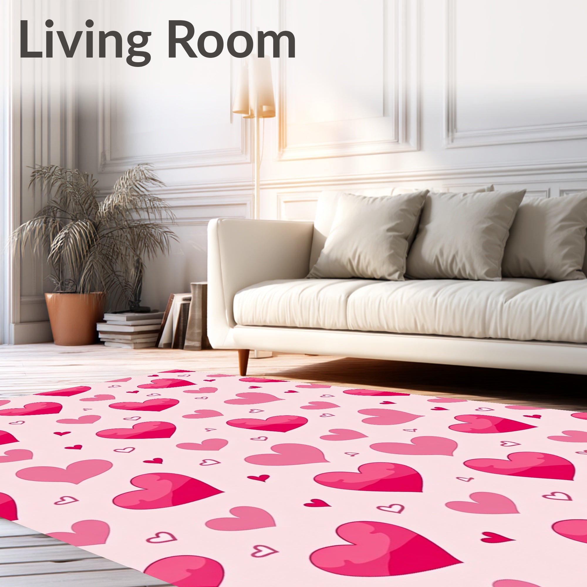 Cute Pink Heart Pattern Rug