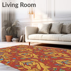 Art Nouveau Yellow Floral Pattern Rug