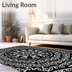 Monochromatic Ornate Mandala Pattern Rug