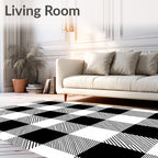 Black White Bold Checkered Design Rug