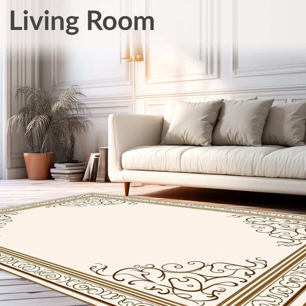 Ornate Scrollwork Floral Pattern Rug