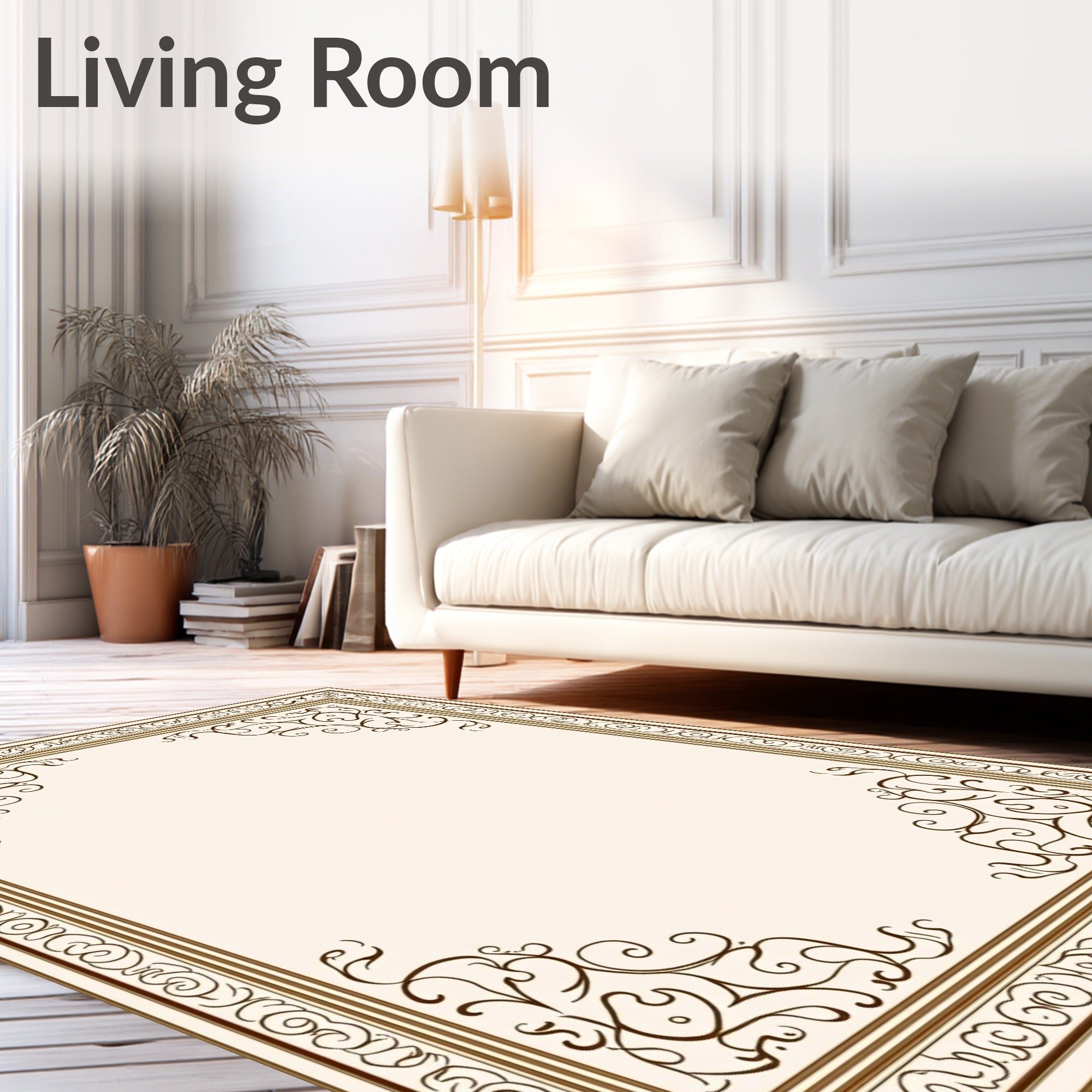 Ornate Scrollwork Floral Pattern Rug