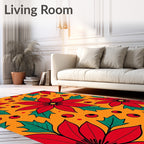 Red Poinsettia Berry Pattern Rug