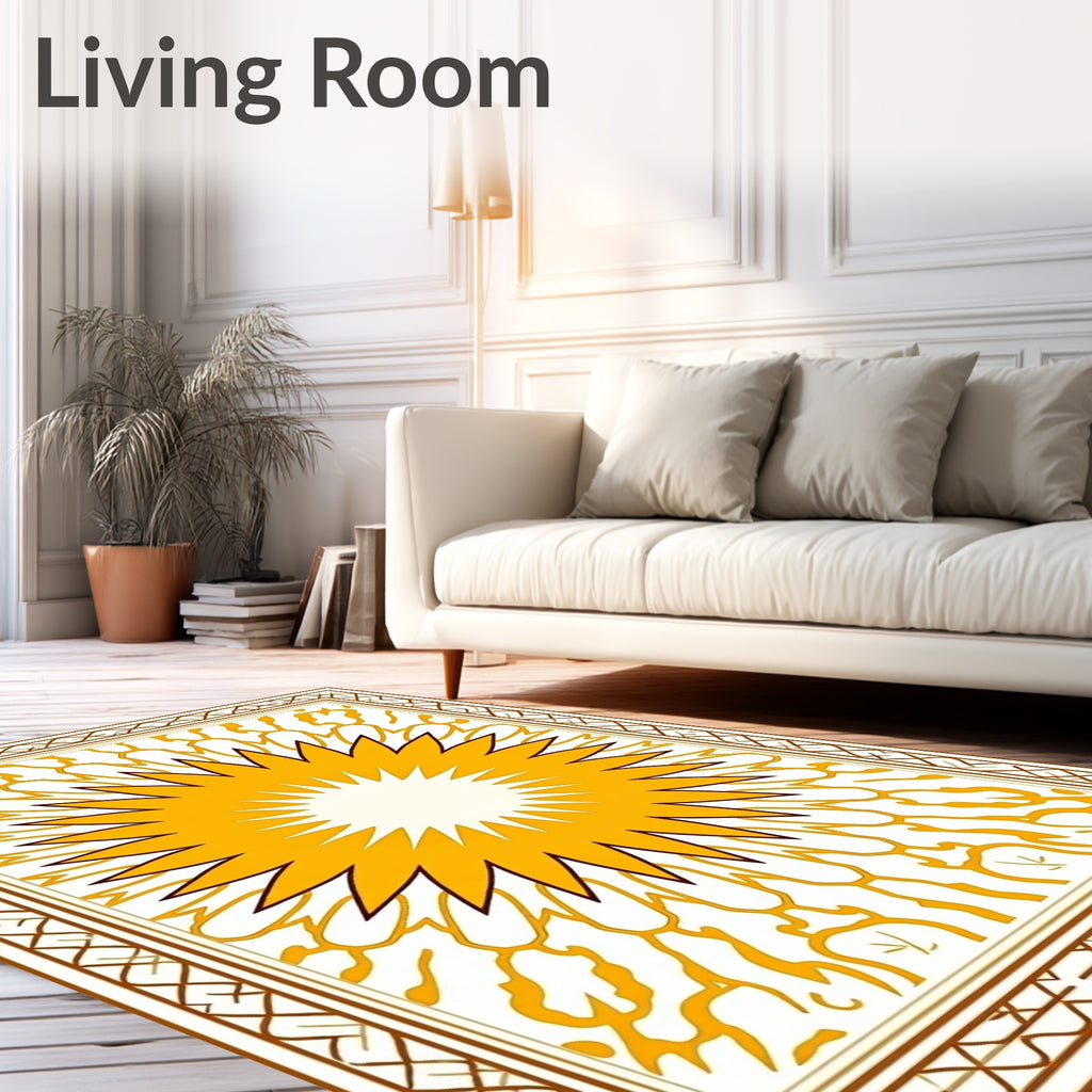Radiant Sunburst Geometric Pattern Rug