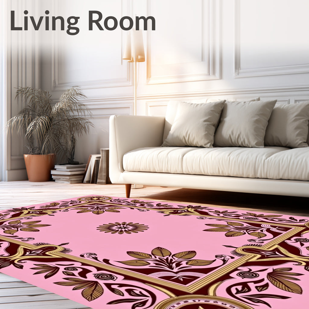 Elegant Floral Border With Center Medallion Rug