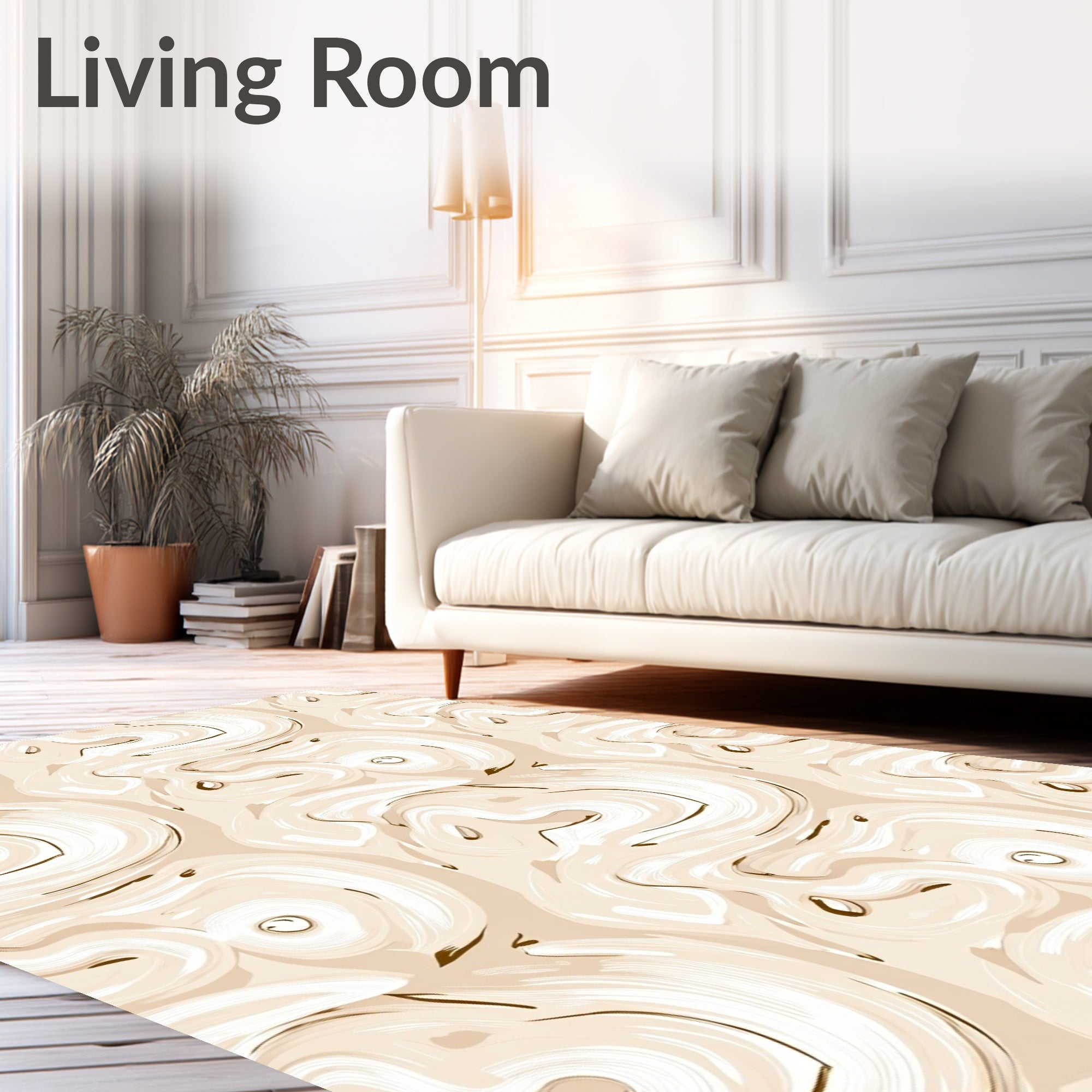 Creamy Swirl Abstract Pattern Rug