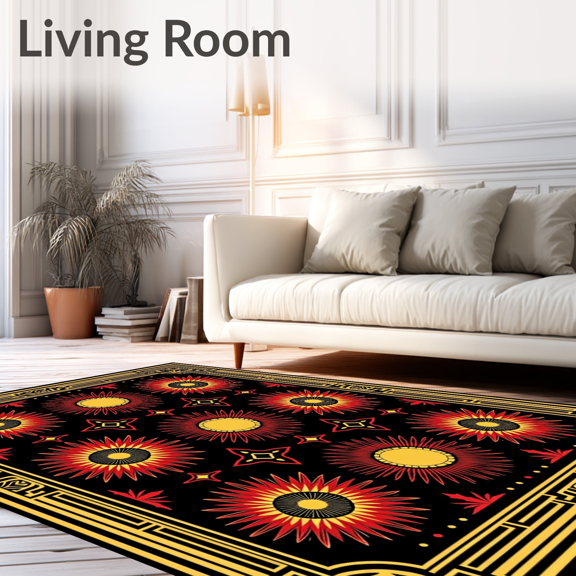 Bold Sunburst Geometric Design Rug